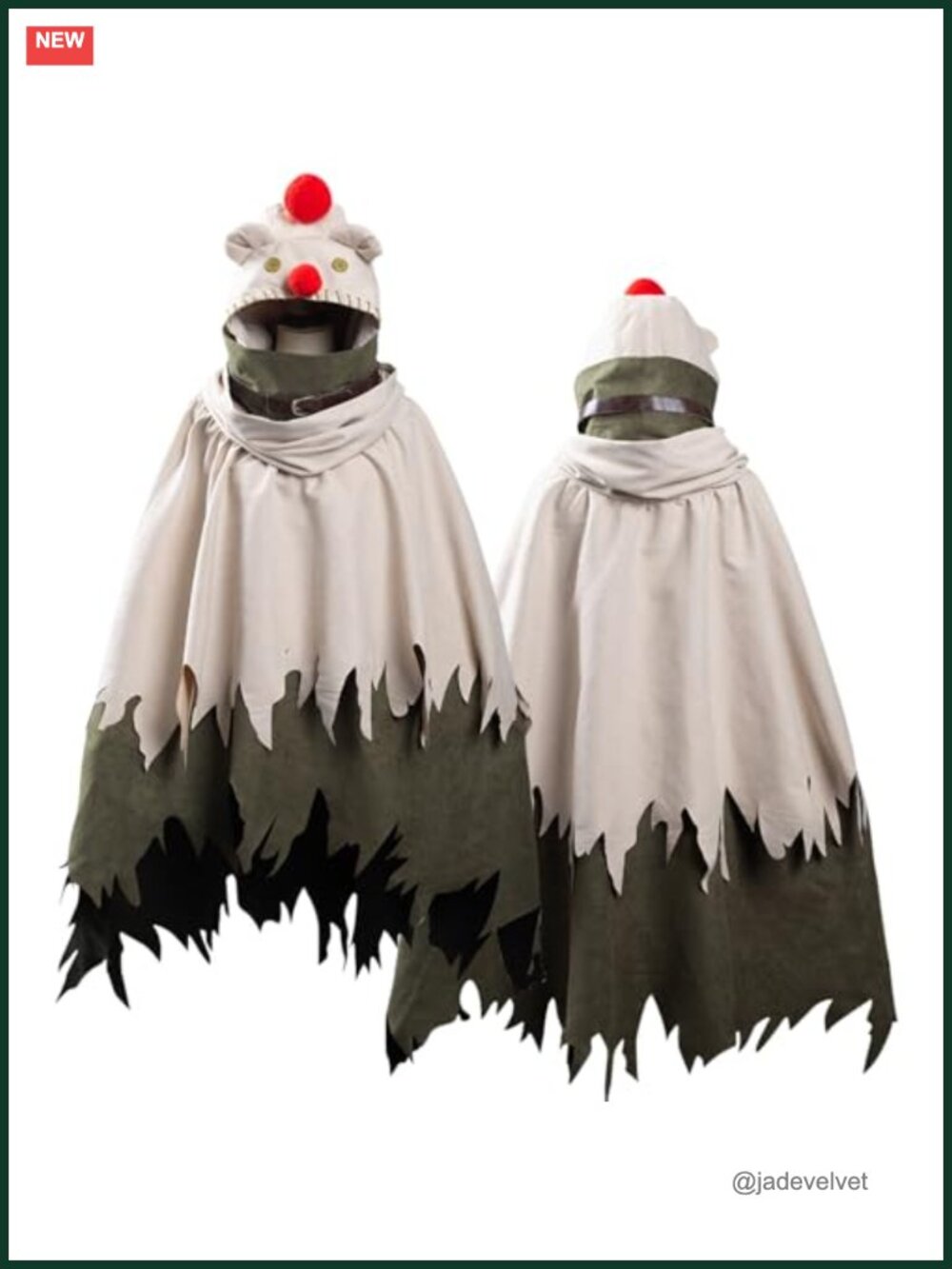 Suede Leather Cloak Cosplay Cape Hooded Scarf Belt Halloween Costume